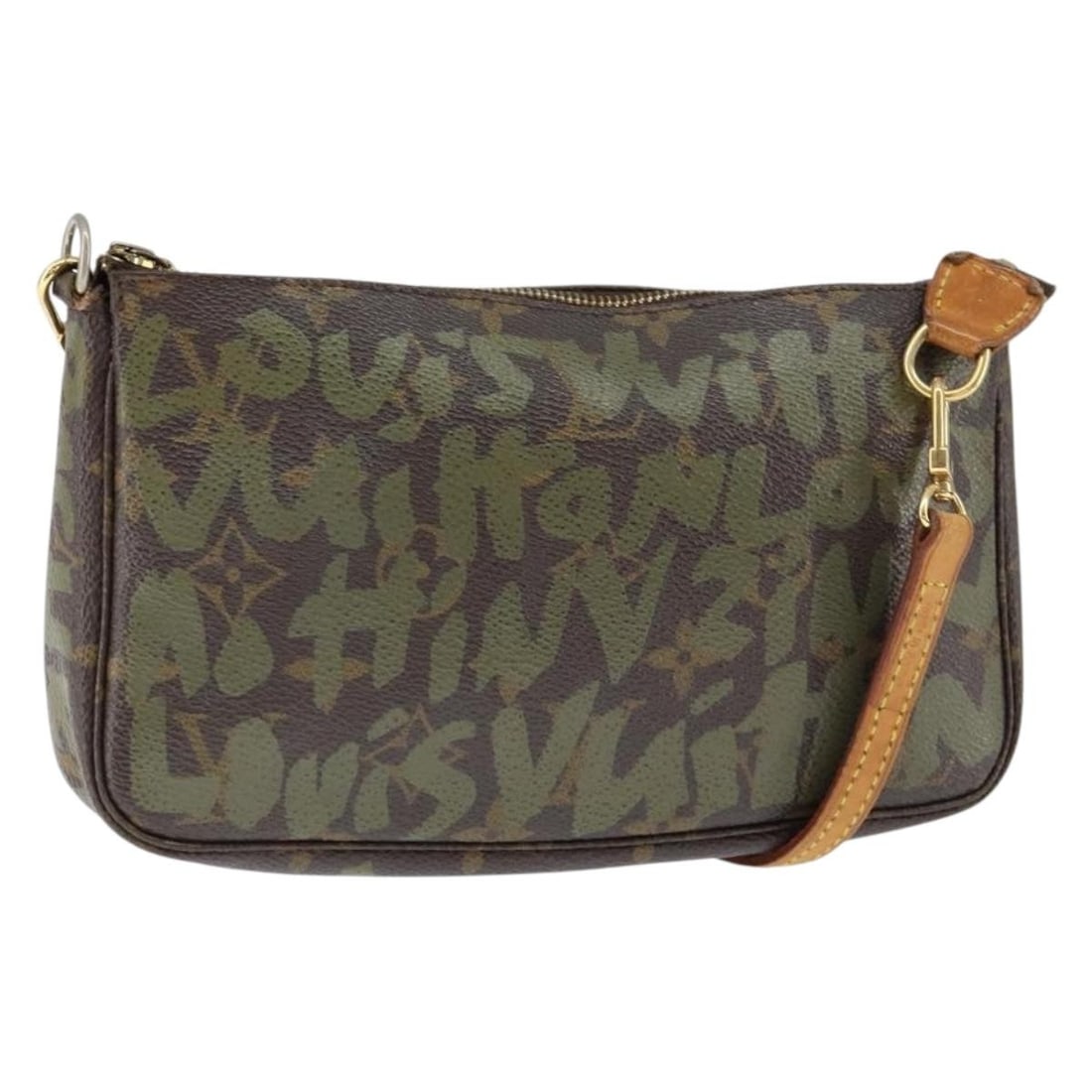 LOUIS VUITTON Graffiti Pouch Monogram Khaki M92191 Auth: LOUIS VUITTON Graffiti Pouch Monogram Khaki M92191 Auth This LOUIS VUITTON Graffiti Pochette Accessoires Pouch is a stylish and functional accessory crafted from Monogram Graffiti Canvas in a Khaki co