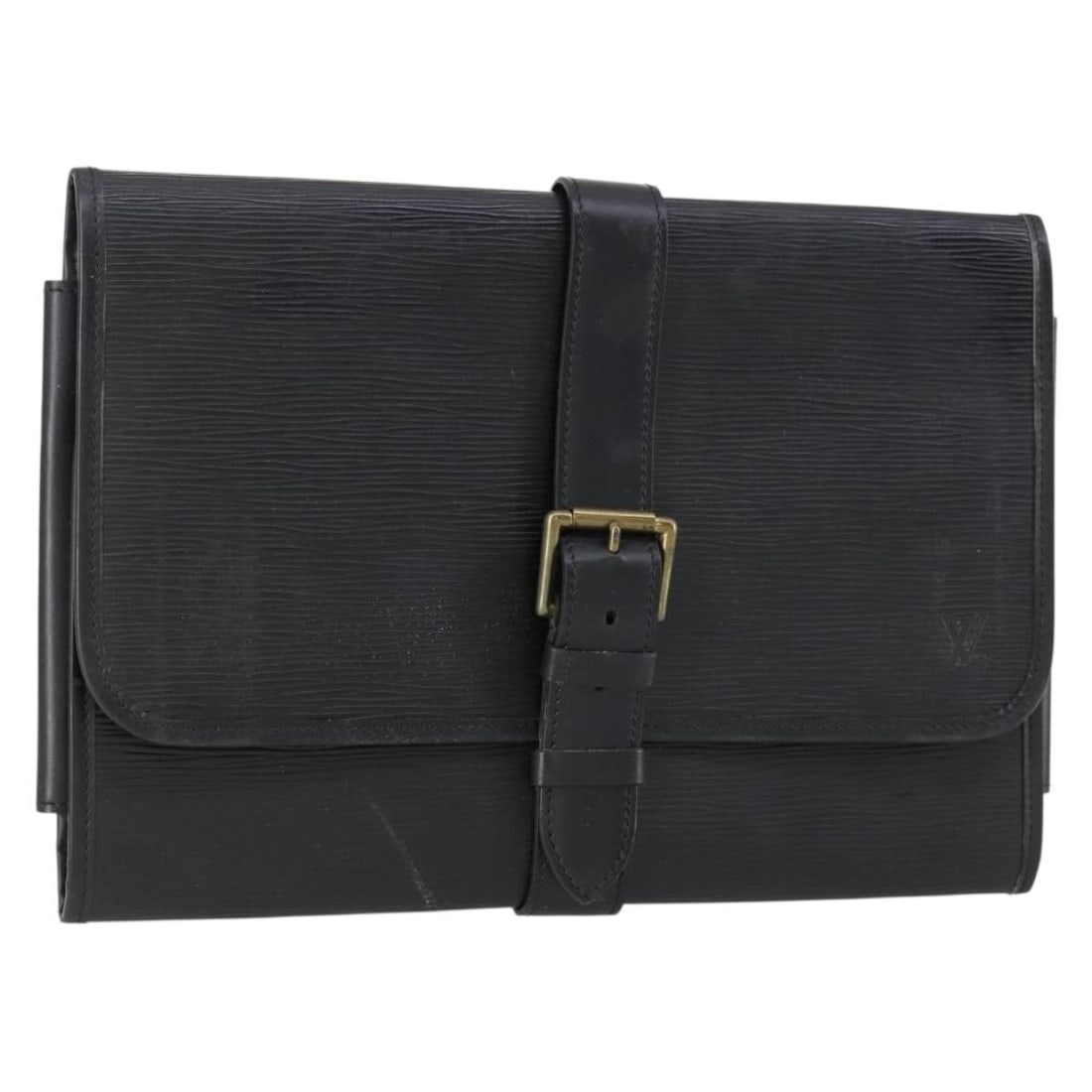 LOUIS VUITTON Epi Leather Black Clutch Bag M48372 France Auth: LOUIS VUITTON Epi Leather Black Clutch Bag M48372 France Auth This Louis Vuitton Epi Trousse Priant Clutch Bag in classic black is a stylish accessory crafted from durable Epi leather. The dimensions
