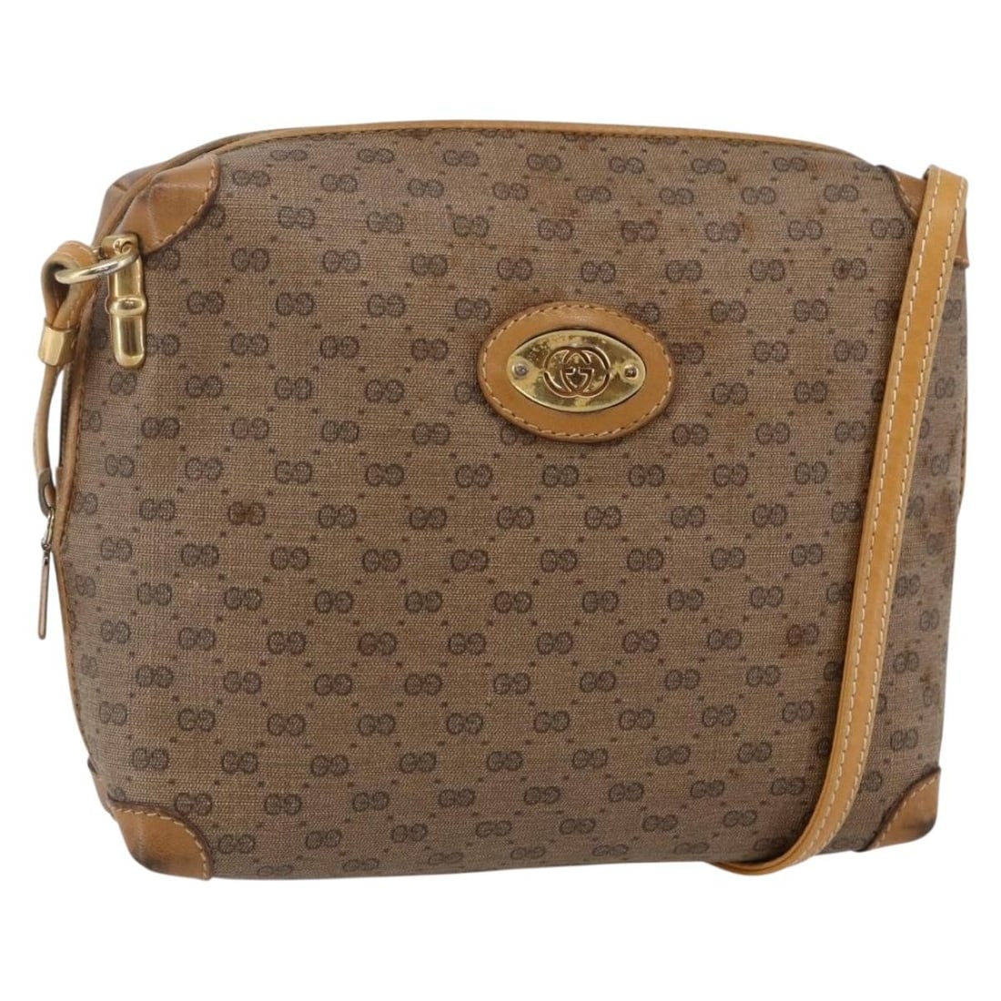 GUCCI Micro GG Supreme Shoulder Bag Beige Gold PVC 007 104 4916 Auth: GUCCI Micro GG Supreme Shoulder Bag Beige Gold PVC 007 104 4916 Auth This authentic GUCCI Micro GG Supreme Shoulder Bag is a stylish accessory that combines functionality with luxury. Crafted in Italy