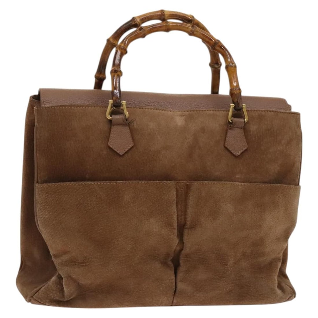 Brown Suede Gucci Bamboo Handle Handbag Model 002 123 0322 from Italy (1 of 18)