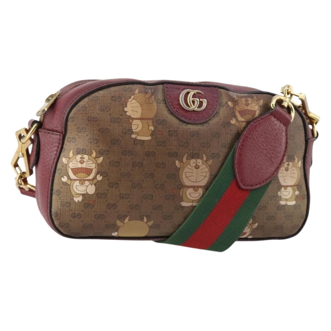 GUCCI Micro GG Supreme Doraemon Shoulder Bag PVC Beige 574886 Auth: GUCCI Micro GG Supreme Doraemon Shoulder Bag PVC Beige 574886 Auth Introducing the GUCCI Micro GG Supreme Doraemon Collaboration Bag, a fashionable shoulder bag crafted from high-quality PVC leather w