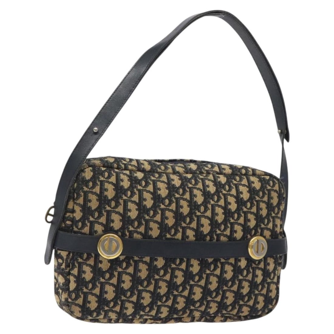 Christian Dior Navy Trotter Canvas Shoulder Bag Authenticated: Christian Dior Navy Trotter Canvas Shoulder Bag Authenticated This elegant Christian Dior Trotter Canvas Shoulder Bag in navy blue is a stylish accessory made in France. Crafted from durable Trotter C