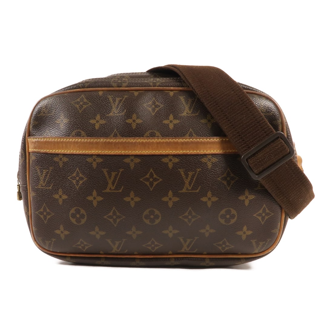 LOUIS VUITTON LV Reporter PM Shoulder Bag Monogram Brown GHW: LOUIS VUITTON LV Reporter PM Shoulder Bag Monogram Brown GHW This LOUIS VUITTON Reporter PM Shoulder Bag features a classic design crafted from PVC coated canvas in a rich brown color. Ideal for every