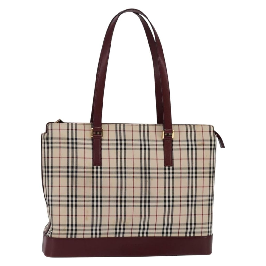 BURBERRY Nova Check Tote Bag Beige Gold Canvas Auth GH896 (1 of 18)