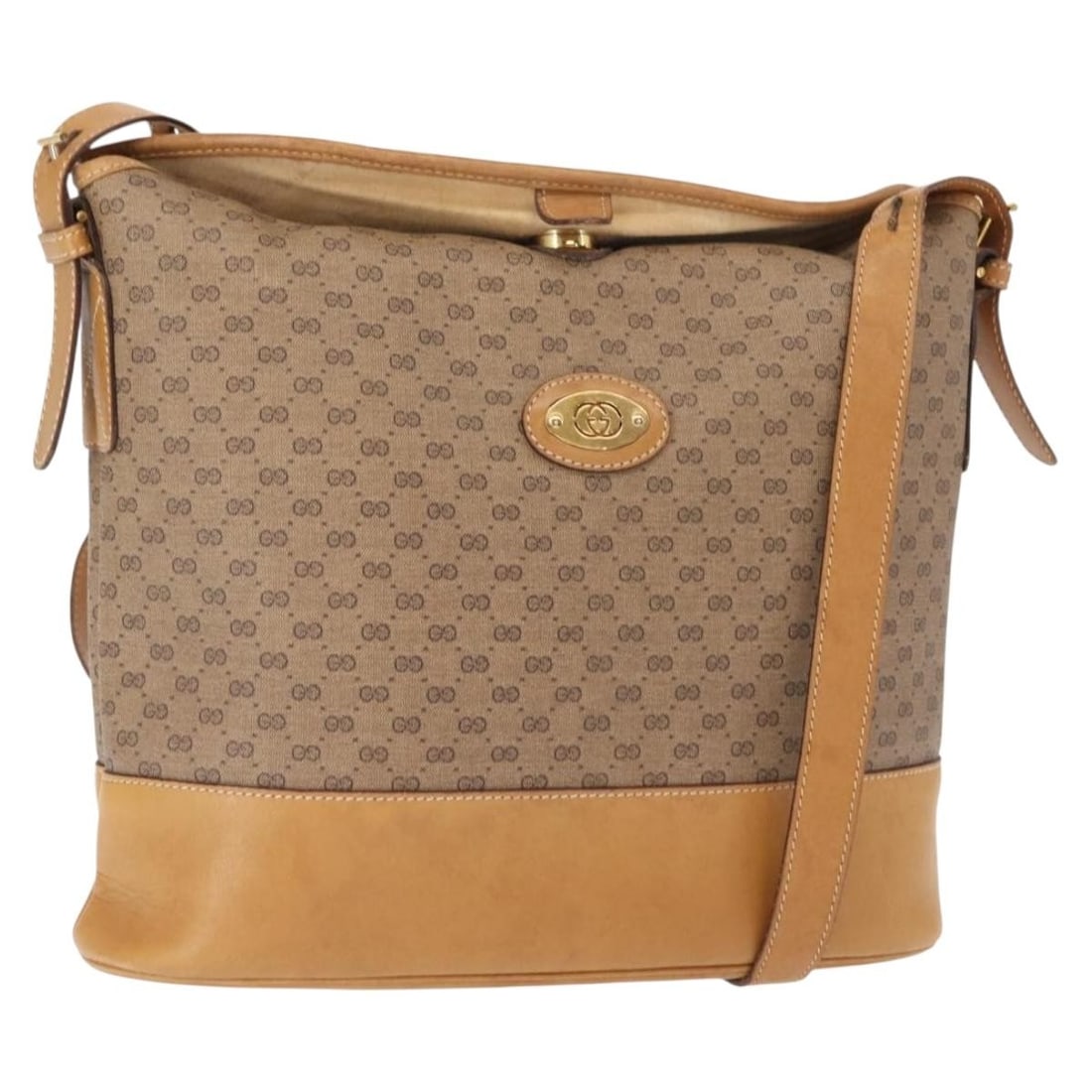 GUCCI Micro GG Supreme Beige Gold Shoulder Bag PVC Italy: GUCCI Micro GG Supreme Beige Gold Shoulder Bag PVC Italy This GUCCI Micro GG Supreme Shoulder Bag is a stylish accessory that combines elegance with practicality. Crafted from durable PVC leather in a