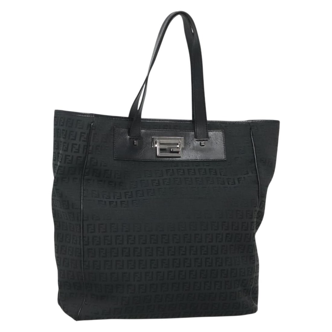 Fendi Zucchino Canvas Tote Bag Black Silver Authentic Italy: Fendi Zucchino Canvas Tote Bag Black Silver Authentic Italy This authentic Fendi Zucchino Canvas Tote Bag features a stylish black and silver color scheme, perfect for any occasion. Made in Italy, the
