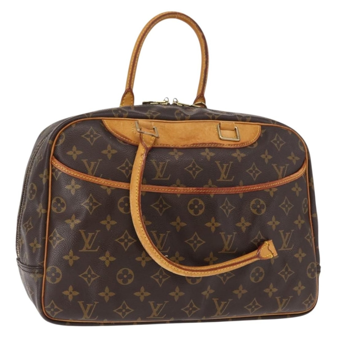 Louis Vuitton Deauville Monogram Canvas Handbag M47270 France: Louis Vuitton Deauville Monogram Canvas Handbag M47270 France This Louis Vuitton Monogram Deauville handbag is crafted from monogram canvas and was made in France. The bag features a spacious interior