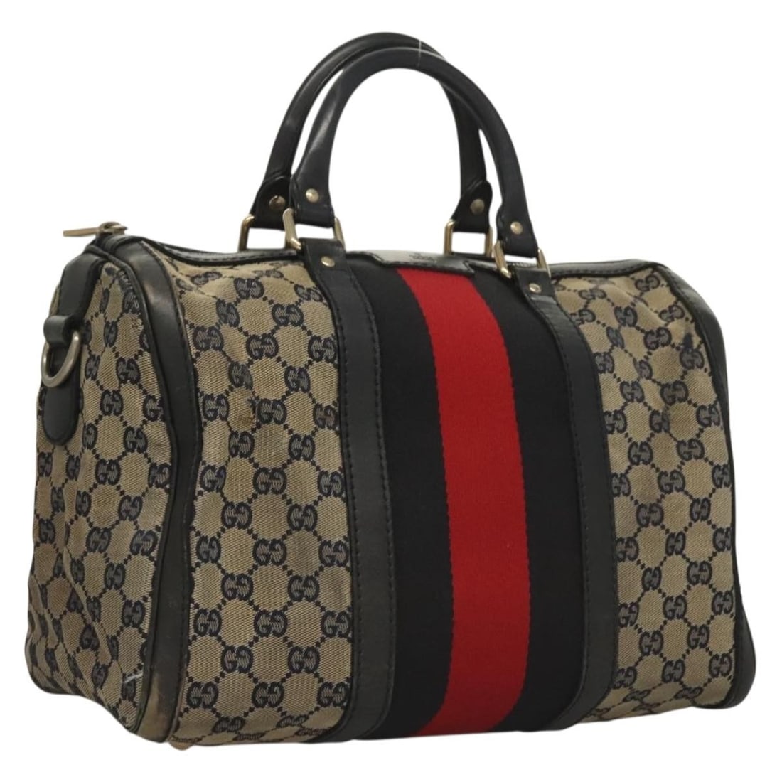 GUCCI GG Canvas Boston Bag Navy Red 247205 Made in Italy (1 of 18)