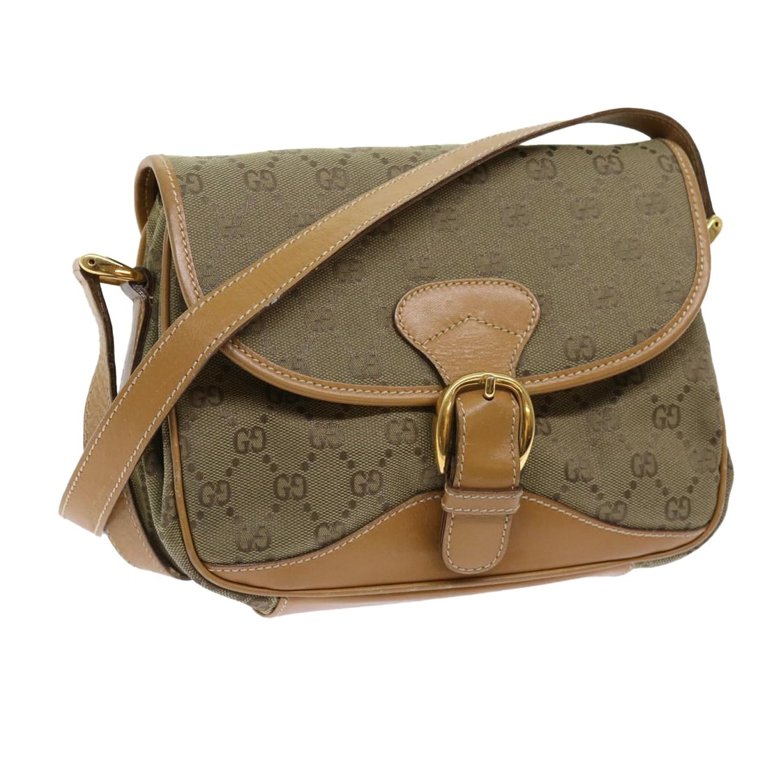GUCCI GG Canvas Khaki Shoulder Bag 007 2854 0246 Auth Italy (1 of 18)