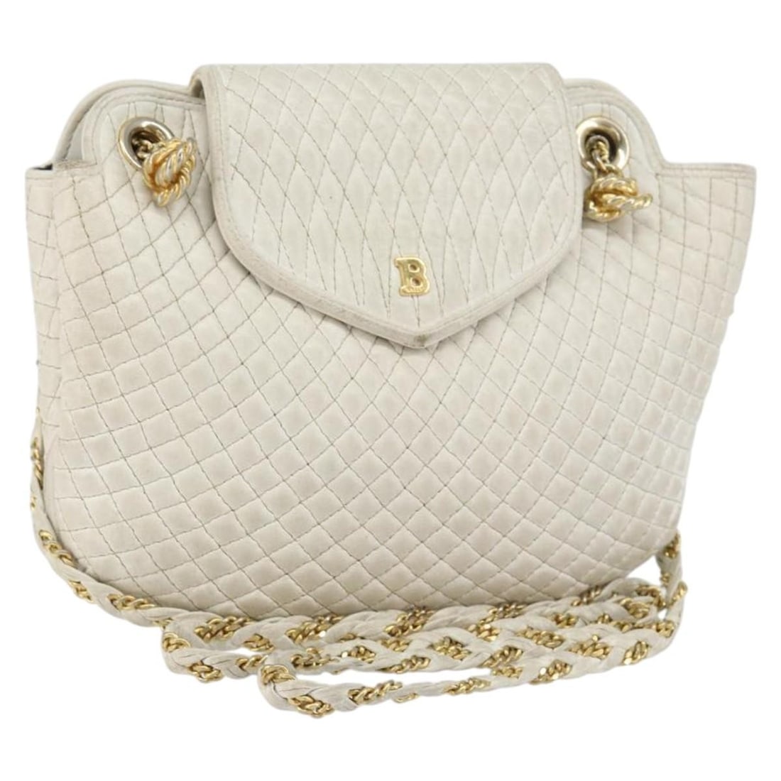 BALLY White Gold Leather Shoulder Bag Made in Italy (1 of 18)