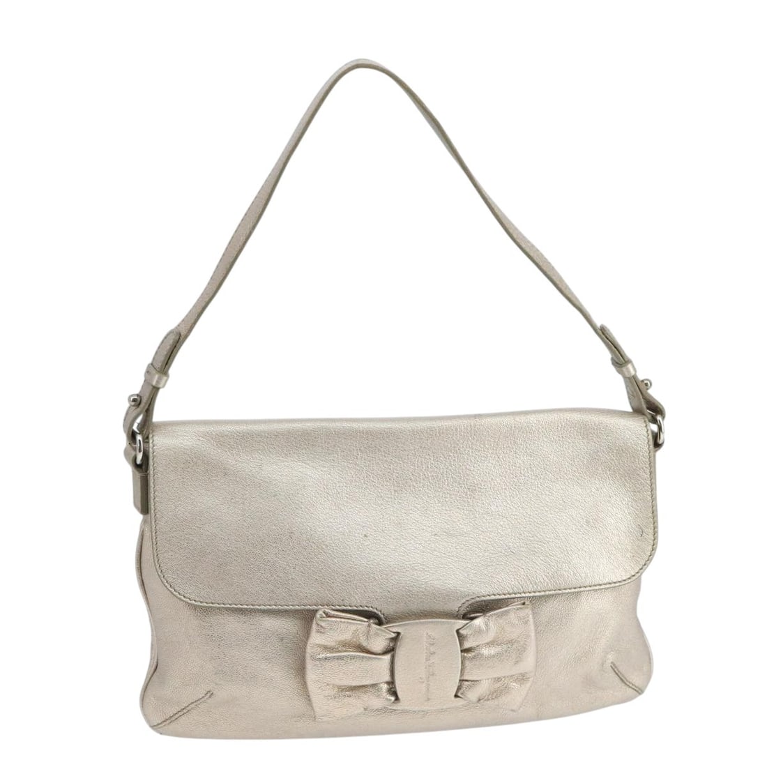 Salvatore Ferragamo Vala Shoulder Bag Leather Champagne Gold Made in Italy (1 of 18)