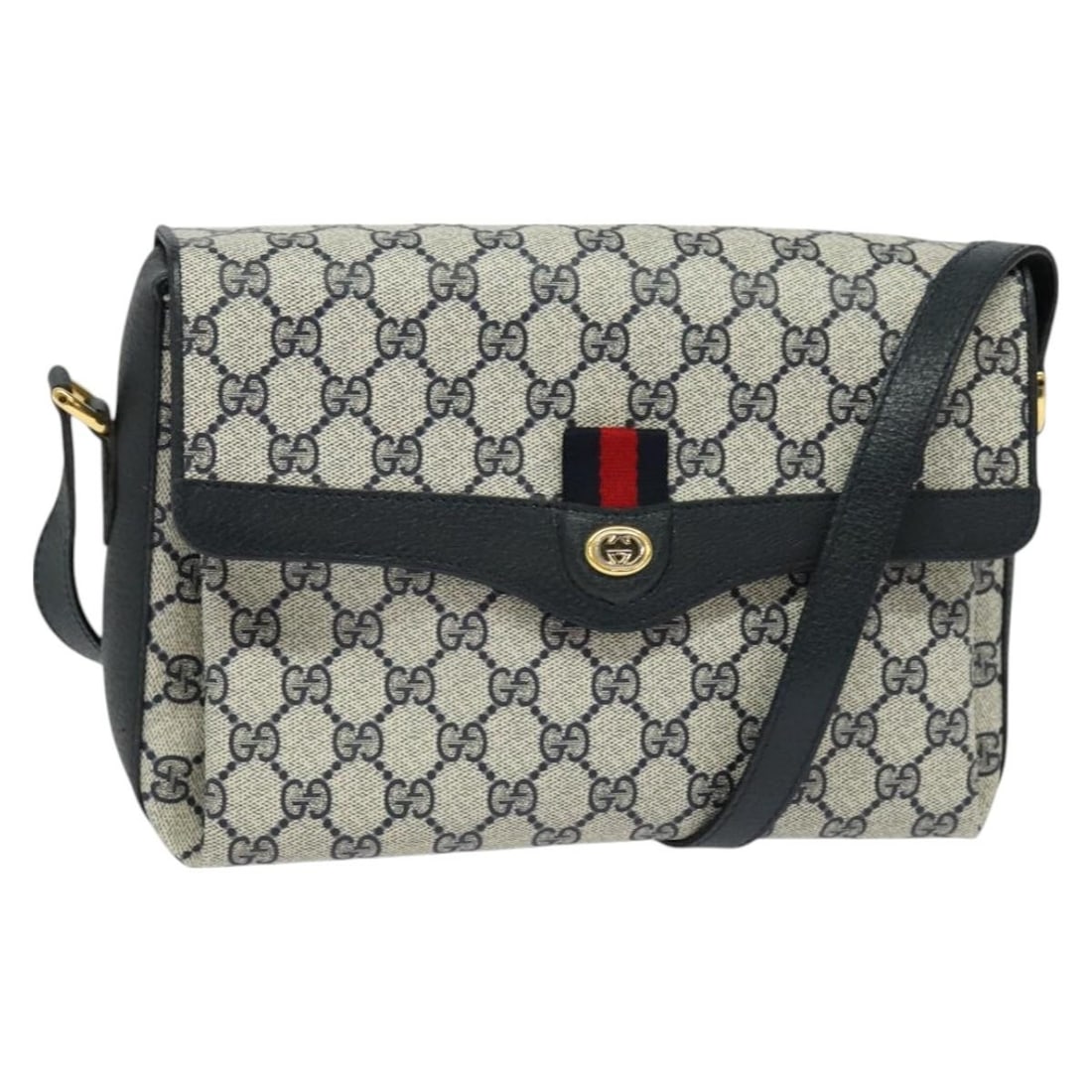 GUCCI GG Supreme Sherry Shoulder Bag PVC Navy Gold 904 02 084 Auth: GUCCI GG Supreme Sherry Shoulder Bag PVC Navy Gold 904 02 084 Auth This GUCCI GG Supreme Sherry Line Shoulder Bag combines elegance and functionality, crafted from durable PVC leather in a striking na