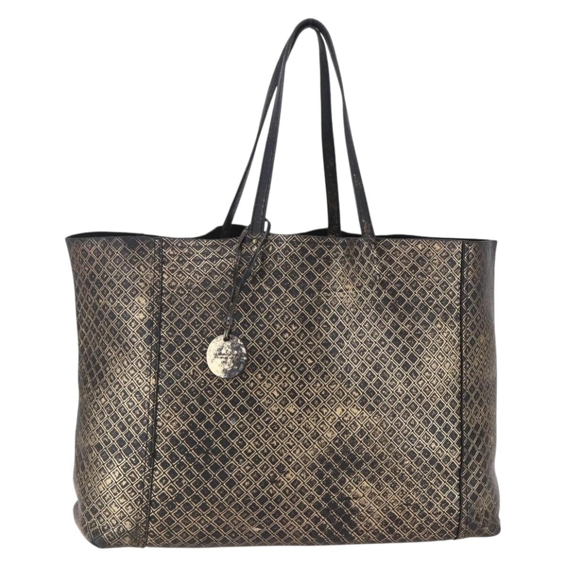 BOTTEGA VENETA Black Gold Leather Intrecciato Tote Bag Auth BA8028 (1 of 18)