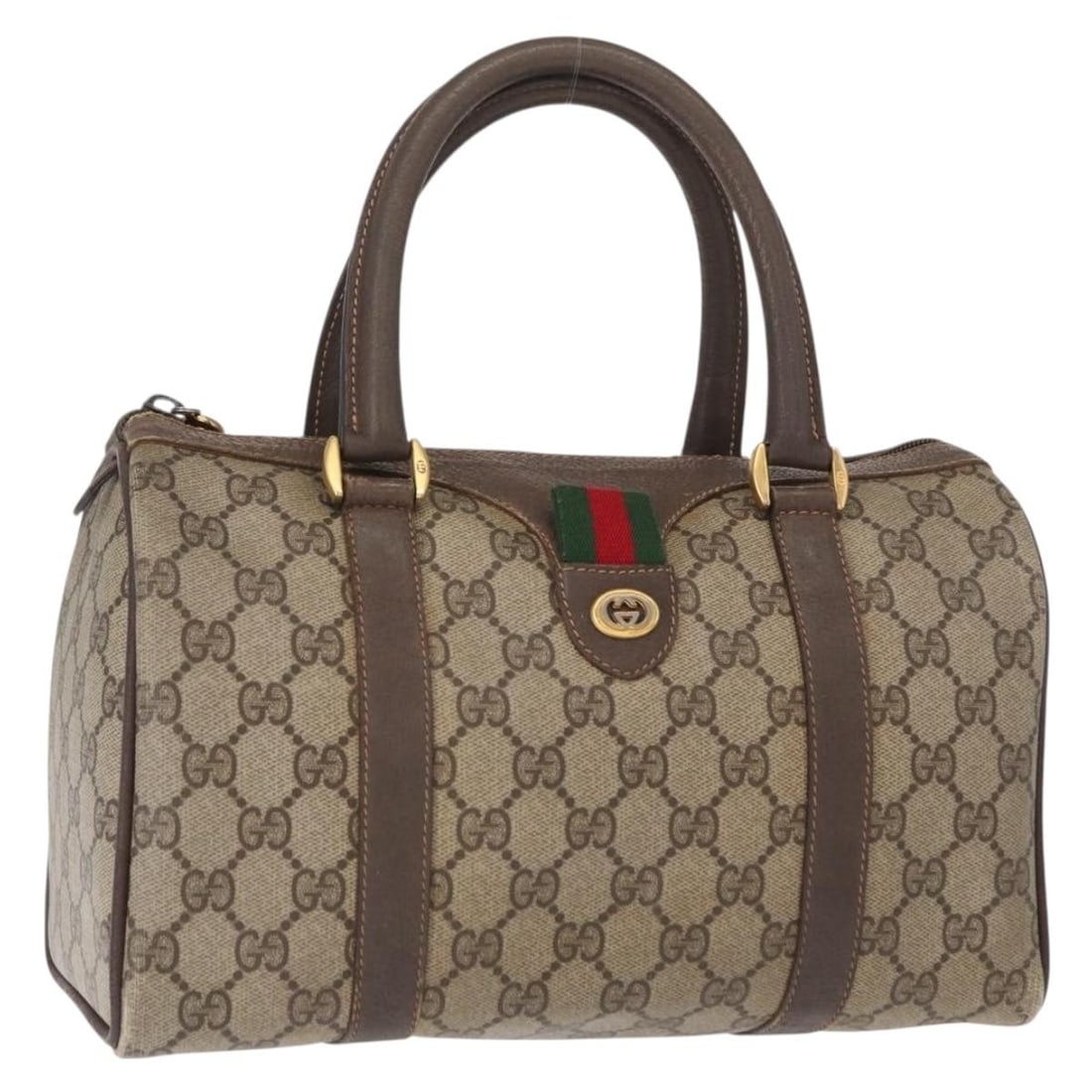 GUCCI GG Supreme Boston Bag Beige Gold PVC 40 02 006 Auth (1 of 18)