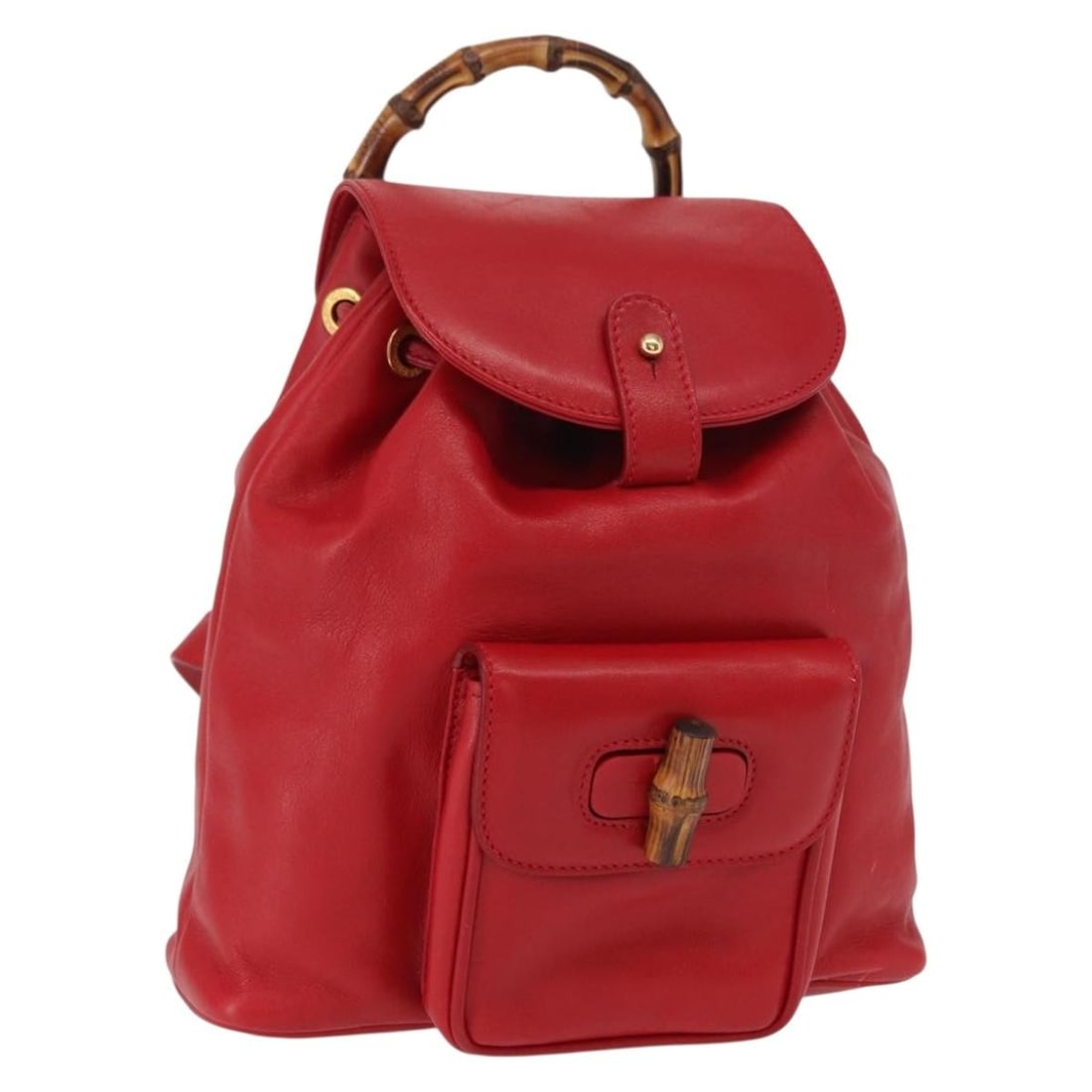 GUCCI Bamboo Leather Backpack Red Gold 003 1705 0030 Auth (1 of 18)