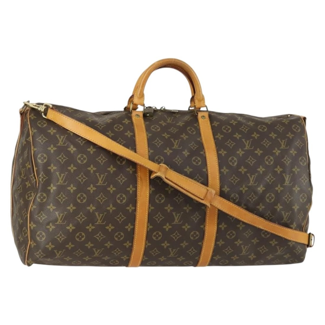 Louis Vuitton Keepall Bandouliere 60 Monogram Canvas Boston Bag with Strap M41412: Louis Vuitton Keepall Bandouliere 60 Monogram Canvas Boston Bag with Strap M41412 This Louis Vuitton Monogram Keepall Bandouliere 60 Boston Bag, model M41412, is crafted from the iconic Monogram canva