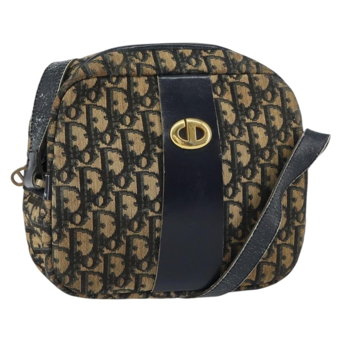 Christian Dior Navy Gold Trotter Canvas Shoulder Bag Authentic (1 of 18)