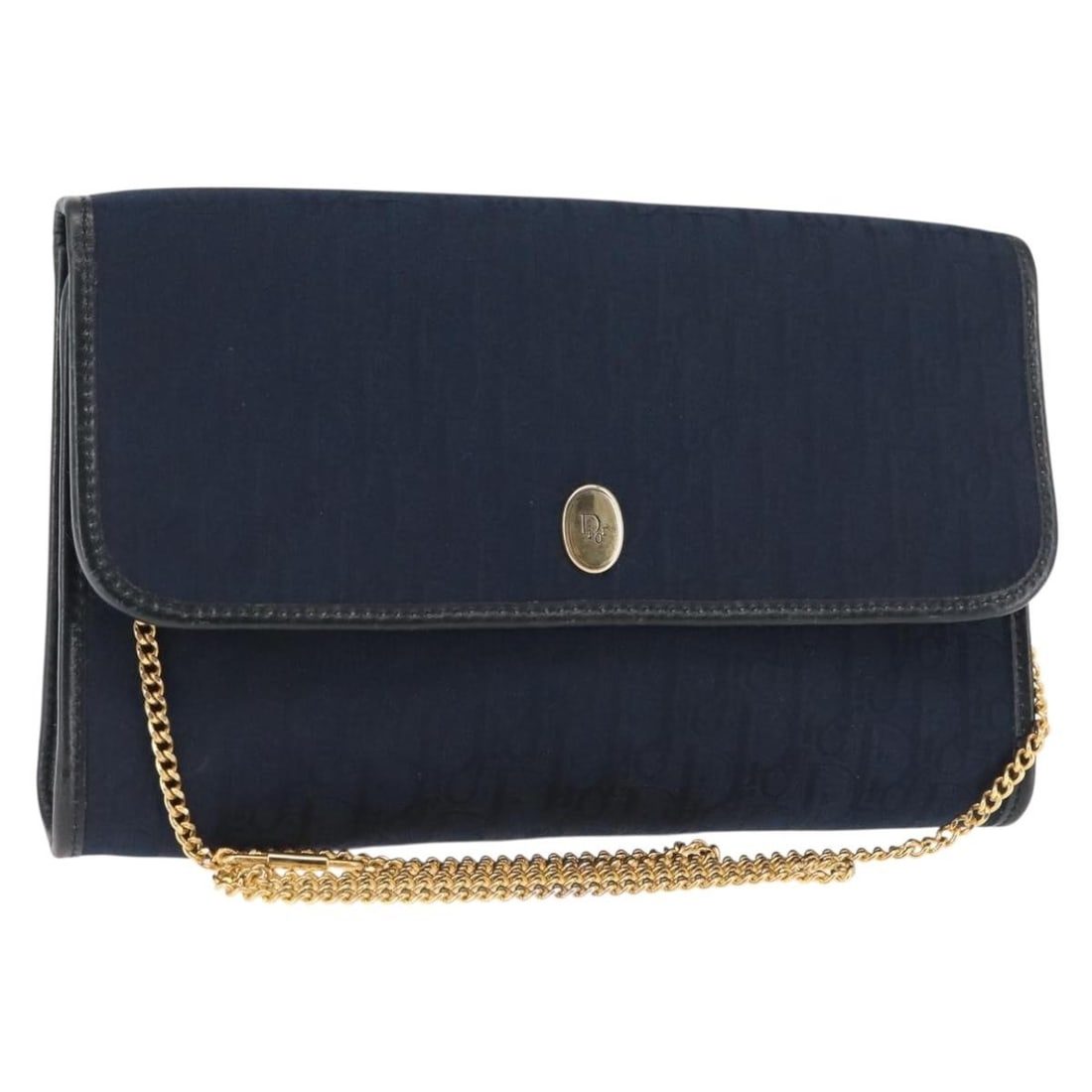 Christian Dior Navy Gold Trotter Canvas Shoulder Bag Auth 146428: Christian Dior Navy Gold Trotter Canvas Shoulder Bag Auth 146428 Introducing the Christian Dior Trotter Canvas Chain Shoulder Bag, a sophisticated accessory that combines elegance with functionality.