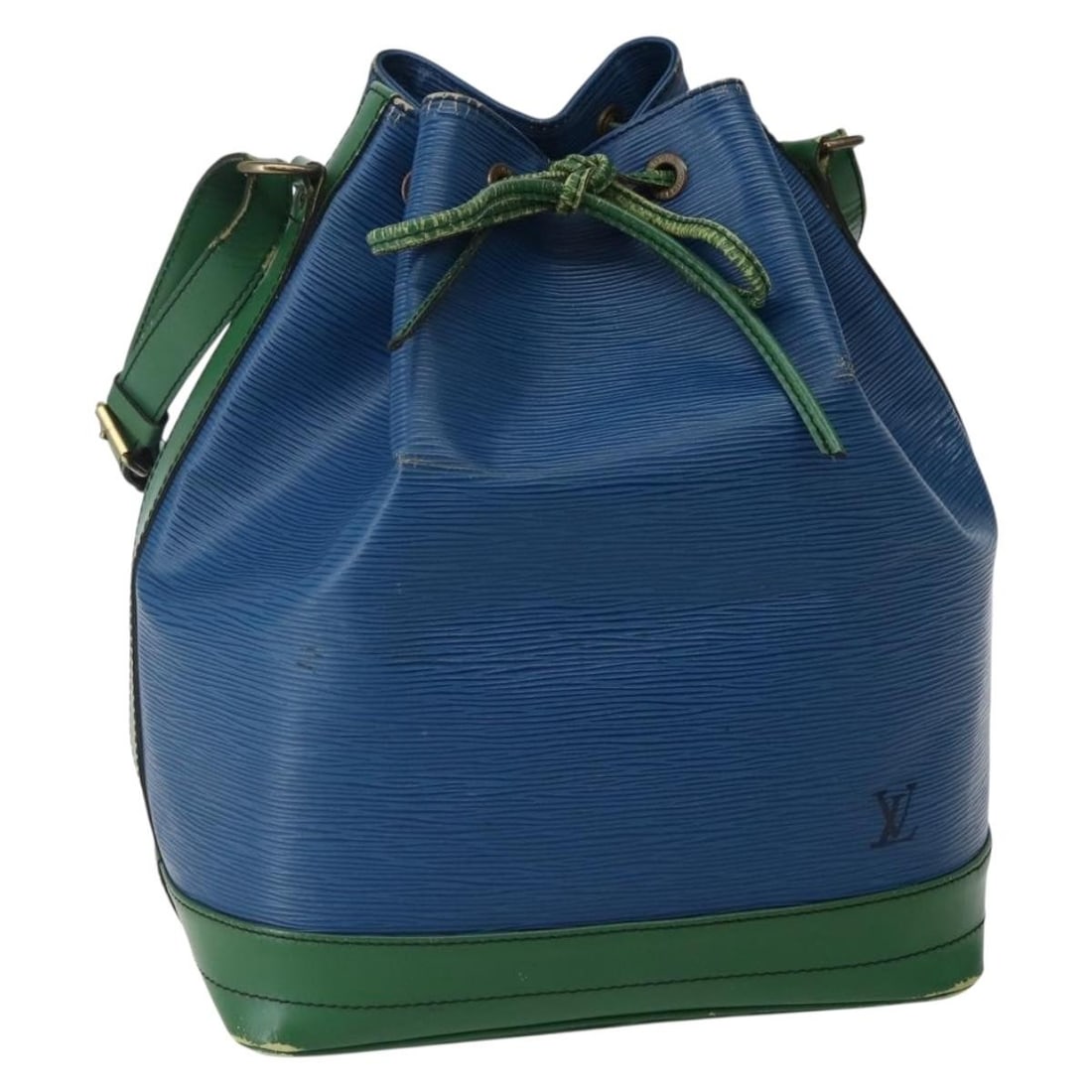 LOUIS VUITTON Epi Noe Bicolor Shoulder Bag Green Blue M44044: LOUIS VUITTON Epi Noe Bicolor Shoulder Bag Green Blue M44044 This Louis Vuitton Epi Noe Shoulder Bag features a striking bicolor design in green and blue, crafted from durable Epi leather. This stylis