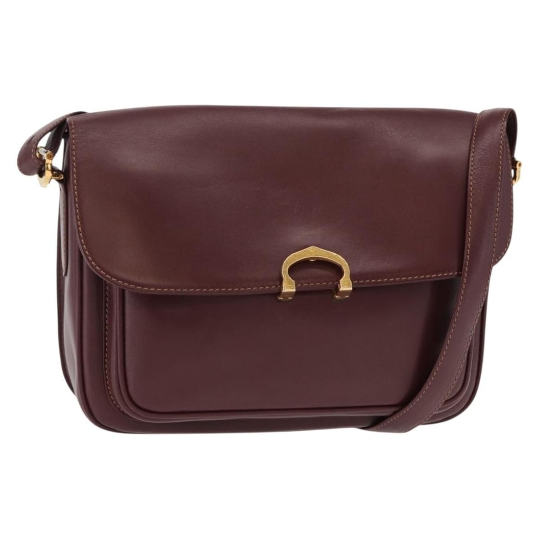 CARTIER Must Line Bordeaux Leather Shoulder Bag Gold Accents (1 of 18)