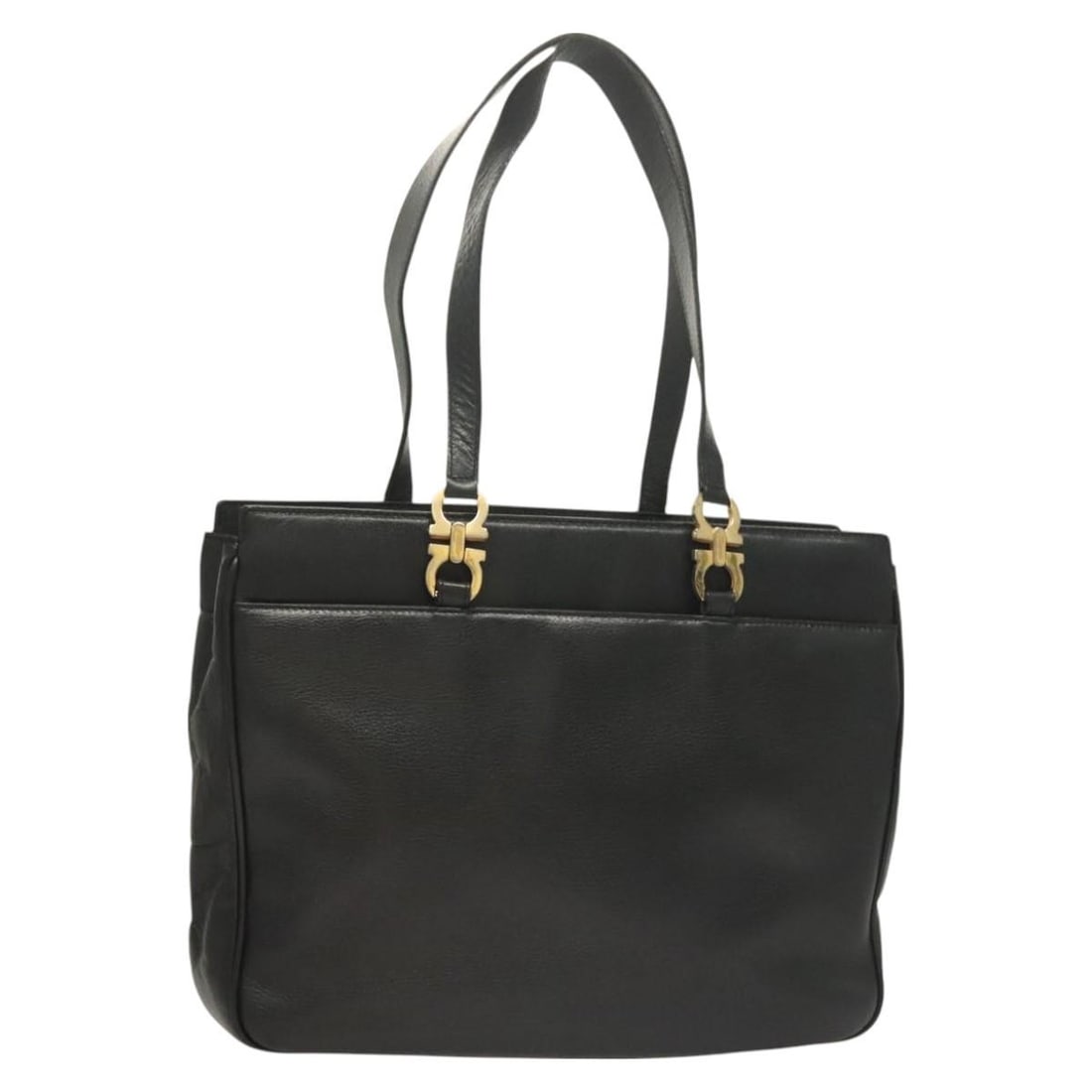 Salvatore Ferragamo Gancini Black Leather Tote Bag Gold Accents Auth: Salvatore Ferragamo Gancini Black Leather Tote Bag Gold Accents Auth Experience timeless elegance with the Salvatore Ferragamo Gancini Tote Bag, expertly crafted in Italy from premium leather. This ch