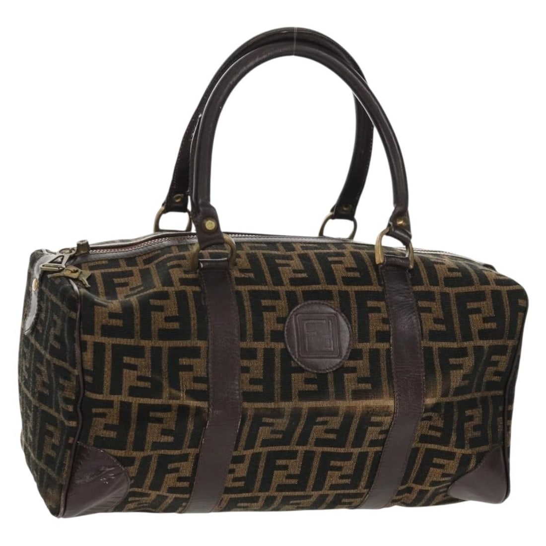 Fendi Zucca Canvas Boston Bag Black Brown Gold Italy: Fendi Zucca Canvas Boston Bag Black Brown Gold Italy This FENDI Boston Bag features the iconic Zucca canvas in black, brown, and gold tones. Crafted in Italy, it offers a spacious design with dual han