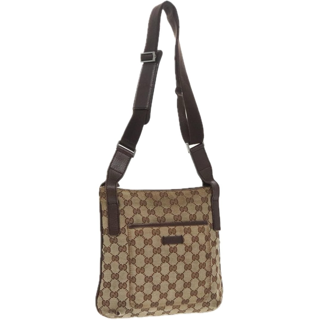GUCCI GG Canvas Shoulder Bag Beige Dark Brown Silver 122793 Made in Italy (1 of 18)