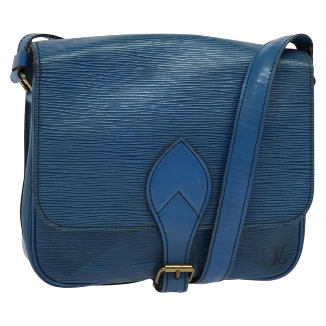LOUIS VUITTON Epi Cartouchiere MM Blue Shoulder Bag M52245 (1 of 18)