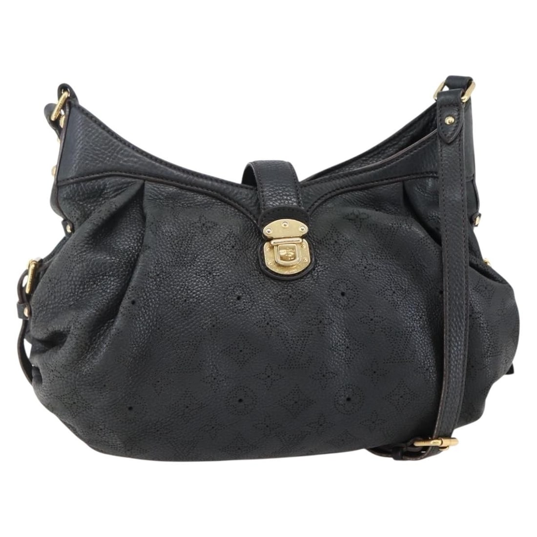 LOUIS VUITTON Monogram Mahina XS Black Leather Shoulder Bag M95660 Auth (1 of 18)