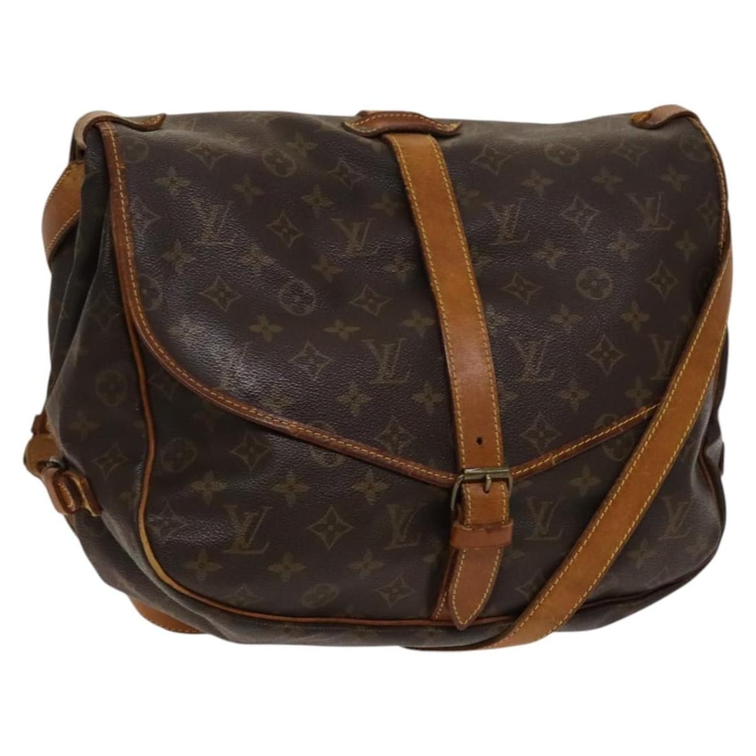 Authentic LOUIS VUITTON Monogram Saumur 35 Shoulder Bag M42254 (1 of 18)