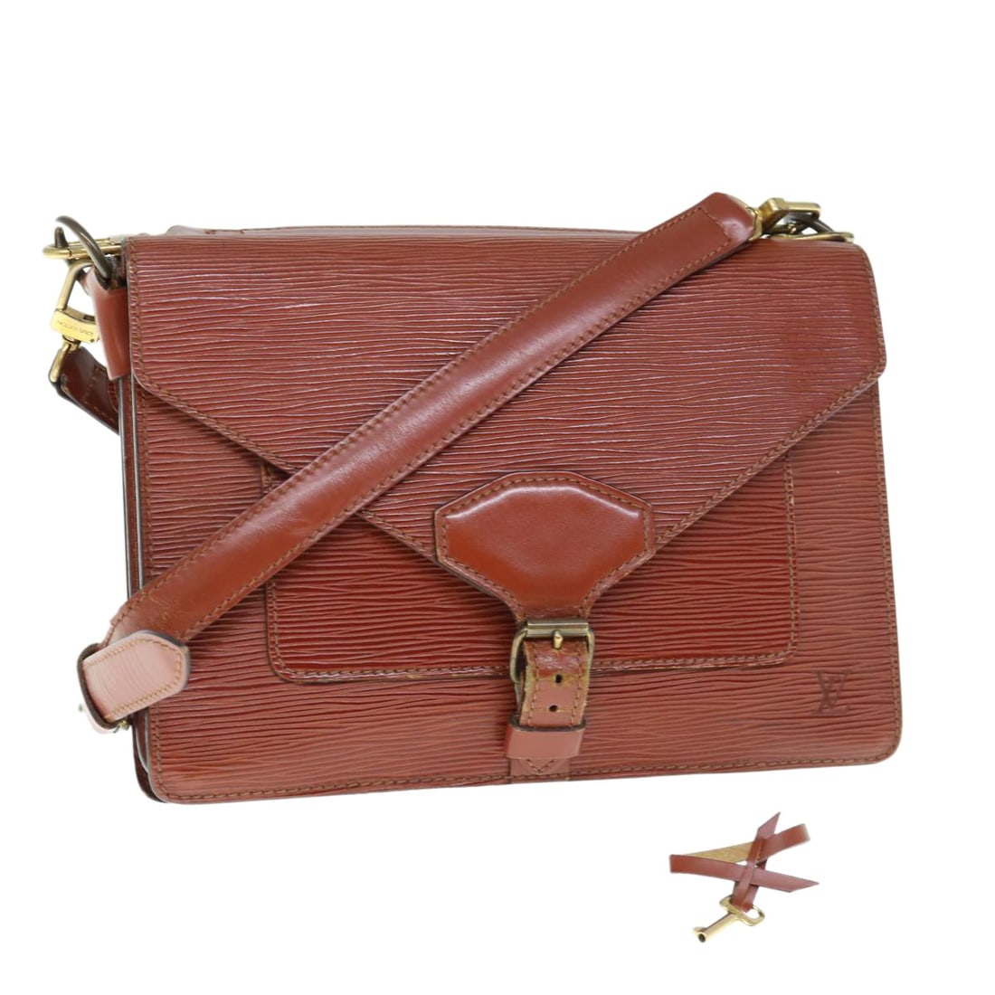 Louis Vuitton Epi Biface Hand Bag M52323 Brown Authentic (1 of 18)