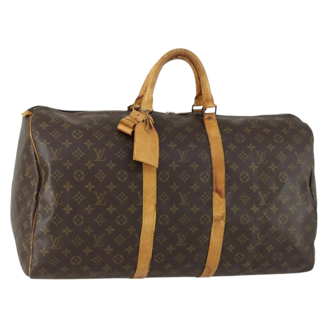 Louis Vuitton Keepall 55 Monogram Canvas Boston Bag M41424 with Name Tag (1 of 18)