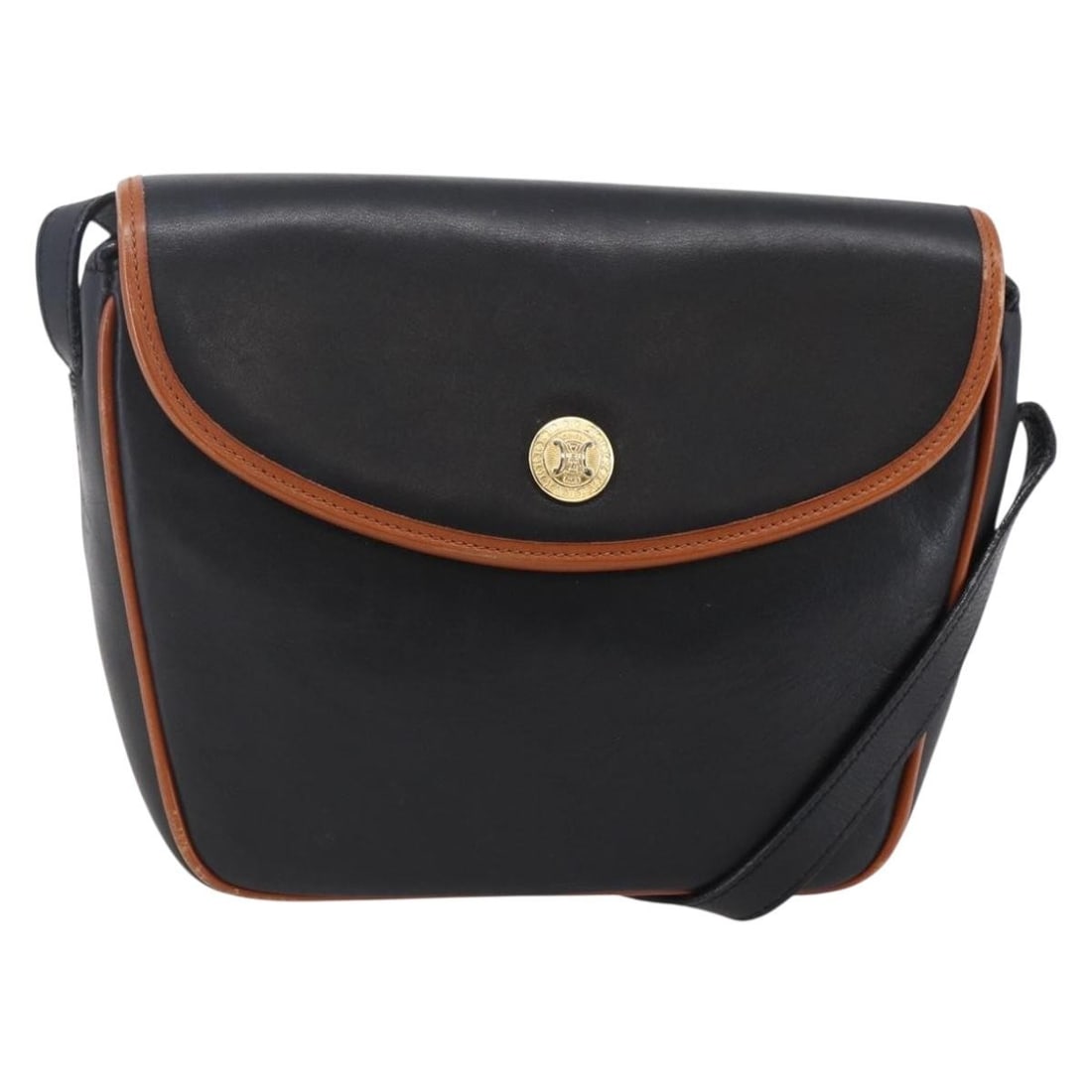 CELINE Black Gold Leather Shoulder Bag Auth Italy: CELINE Black Gold Leather Shoulder Bag Auth Italy This authentic Celine shoulder bag combines elegance with practicality, crafted from premium leather in a striking black and gold color scheme. With a