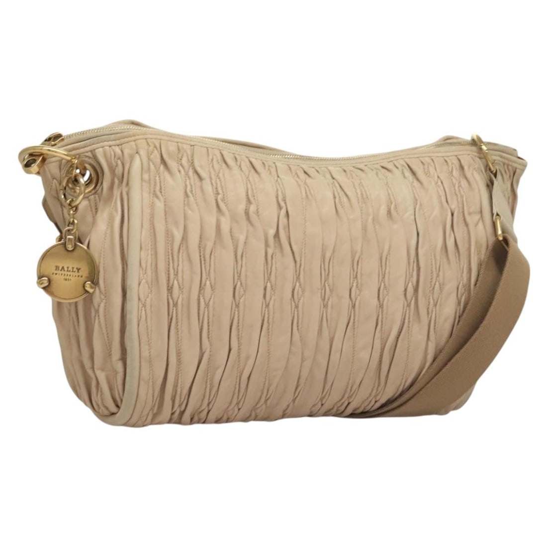 BALLY Beige Gold Leather Shoulder Bag Made in Italy (1 of 18)