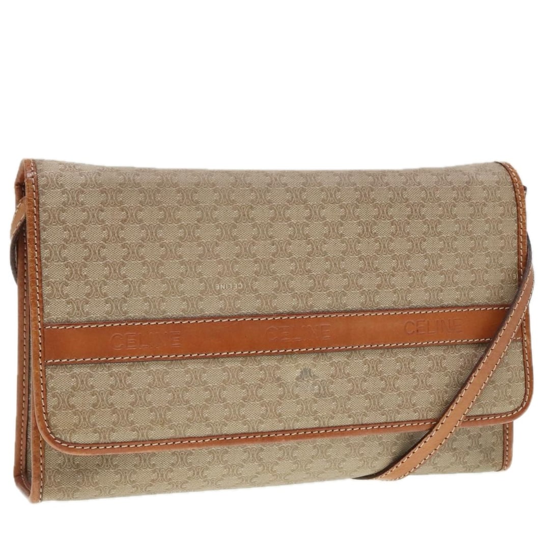 CELINE Macadam Beige PVC Leather Shoulder Bag Made in Italy (1 of 18)