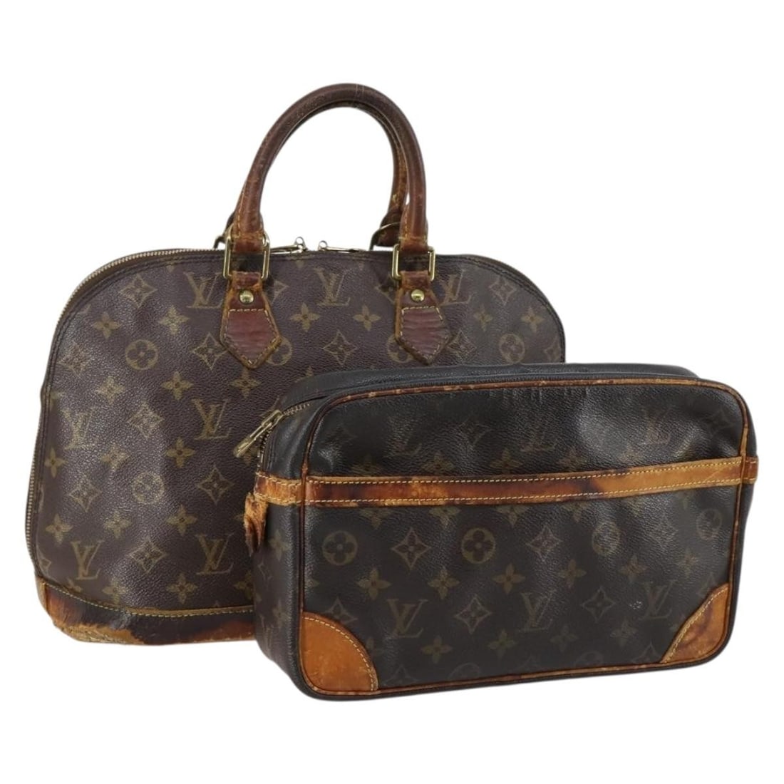 LOUIS VUITTON Monogram Hand Bag 2 Piece Set Authentic (1 of 17)
