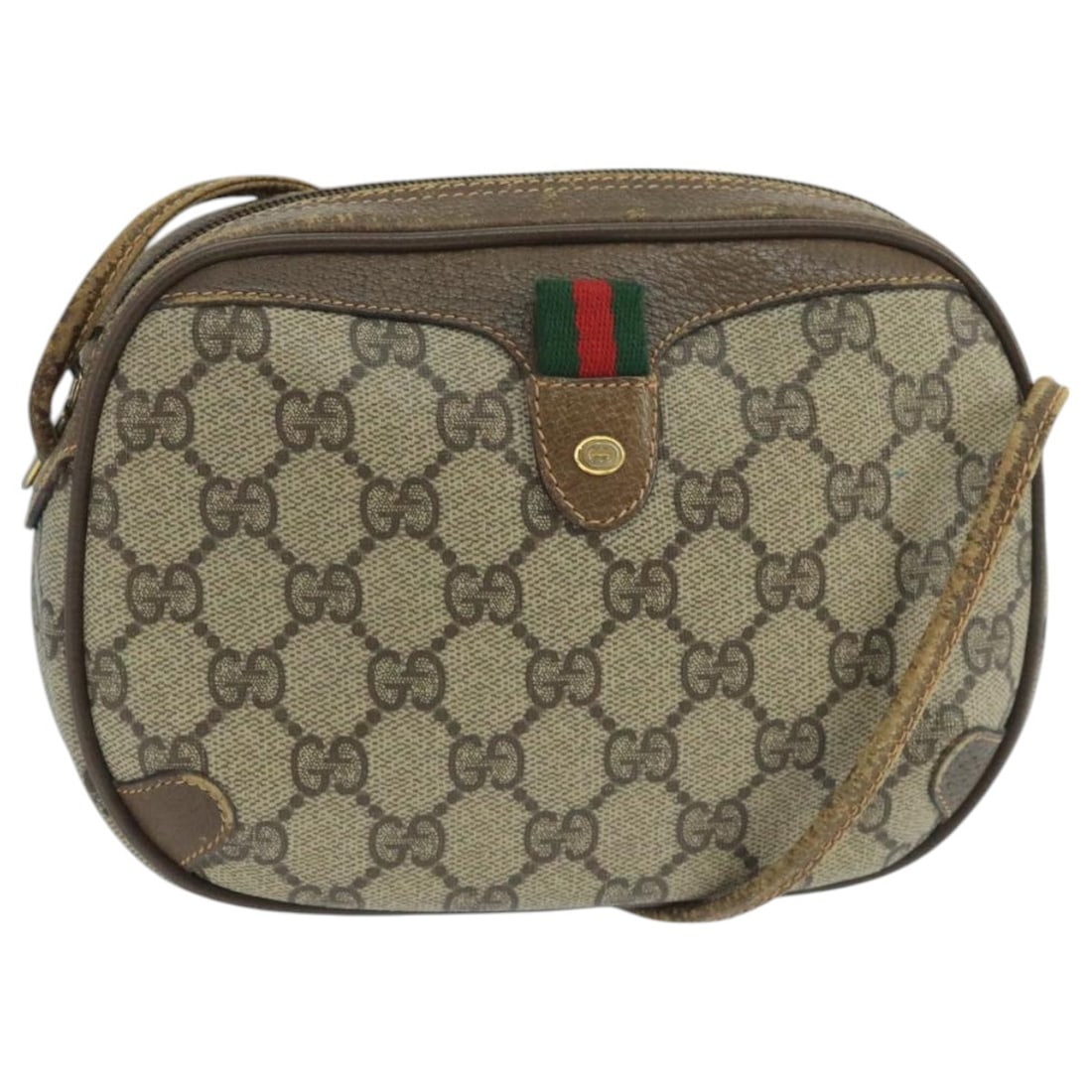 GUCCI GG Supreme Web Sherry Shoulder Bag PVC Beige 89 02 066 Auth Italy (1 of 18)