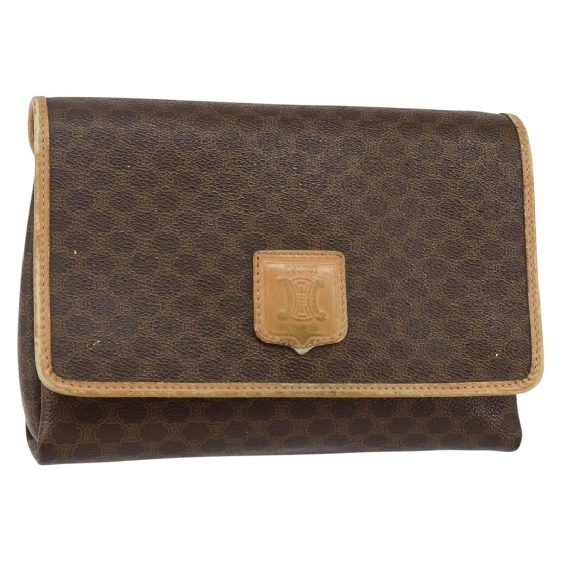 CELINE Macadam Canvas Brown Gold Shoulder Bag PVC Leather Made in Italy (1 of 18)