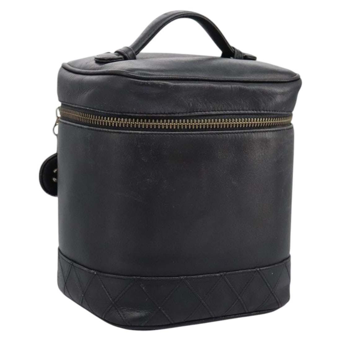 CHANEL Black Leather Bicolore Vanity Cosmetic Pouch Auth Italy (1 of 18)