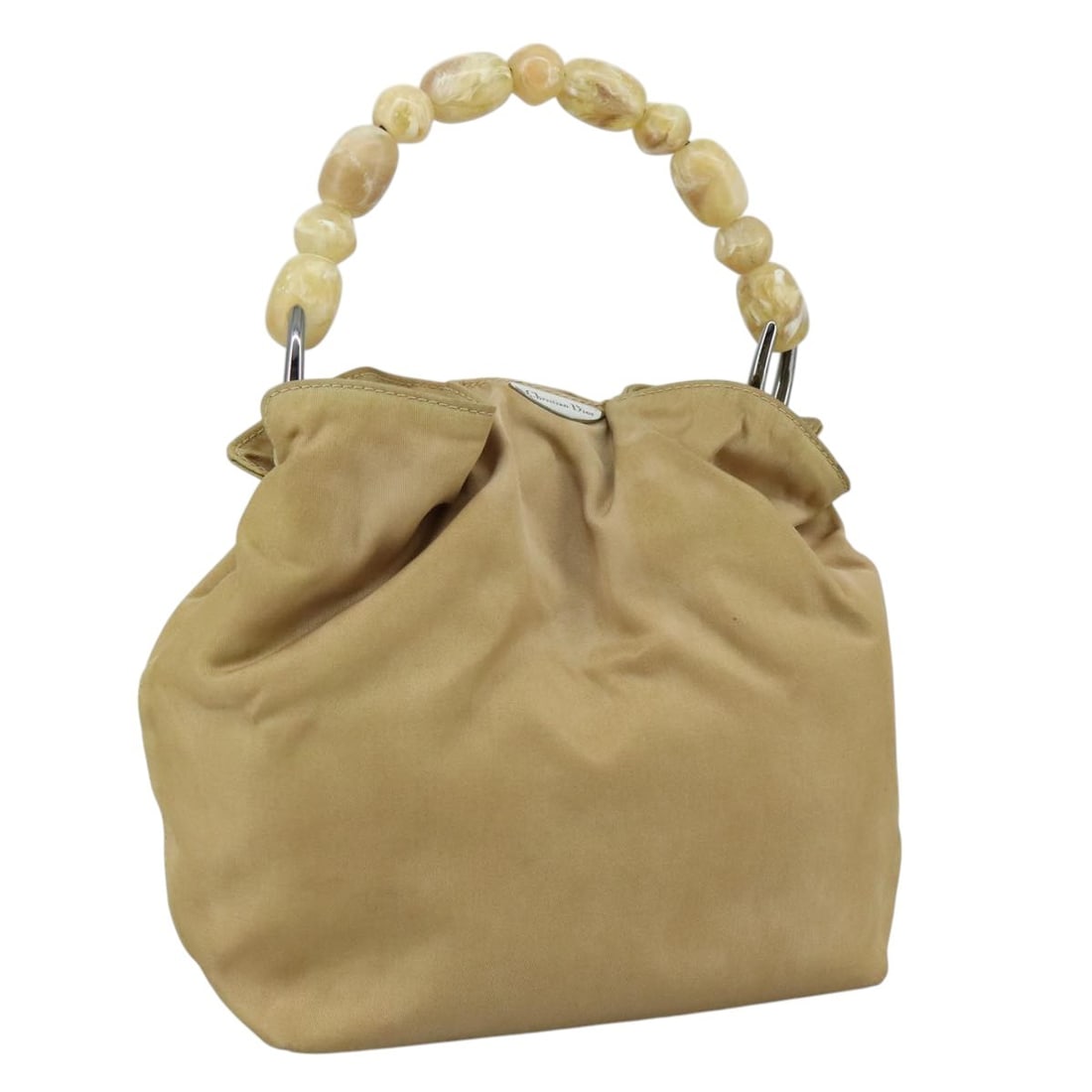 Christian Dior Maris Pearl Hand Bag Nylon Beige Silver Auth Italy: Christian Dior Maris Pearl Hand Bag Nylon Beige Silver Auth Italy Elevate your accessory collection with the Christian Dior Maris Pearl Hand Bag. This exquisite hand bag features a sophisticated beige