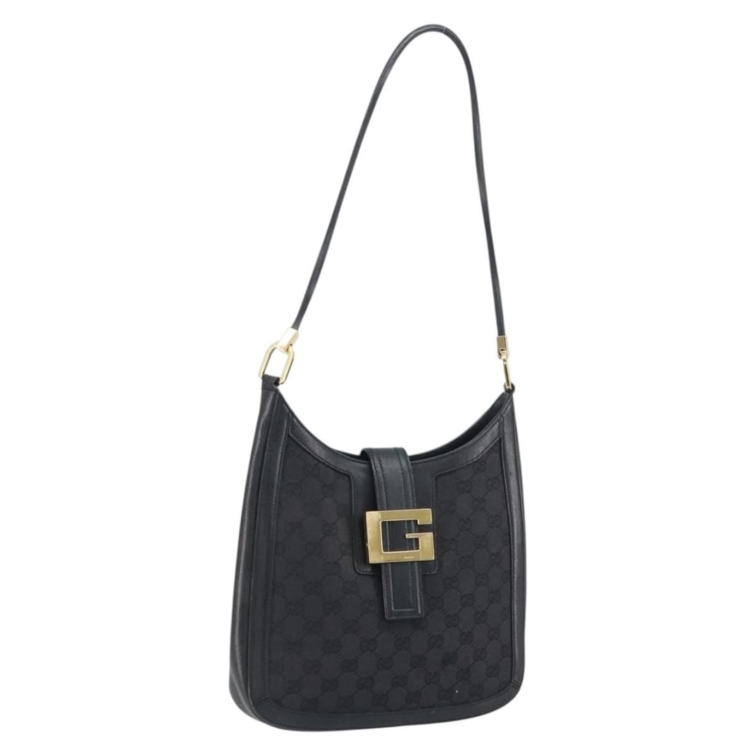 GUCCI GG Canvas Shoulder Bag Black Gold 001 4142 Authentic (1 of 18)