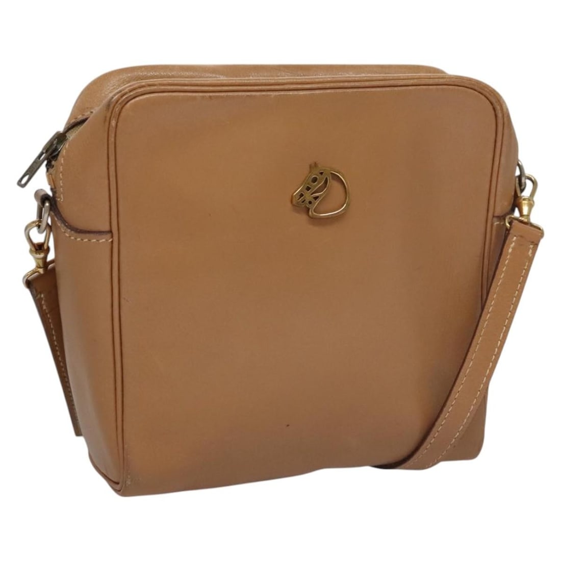 HERMES Beige Gold Jockey Shoulder Bag Leather Made in France (1 of 18)