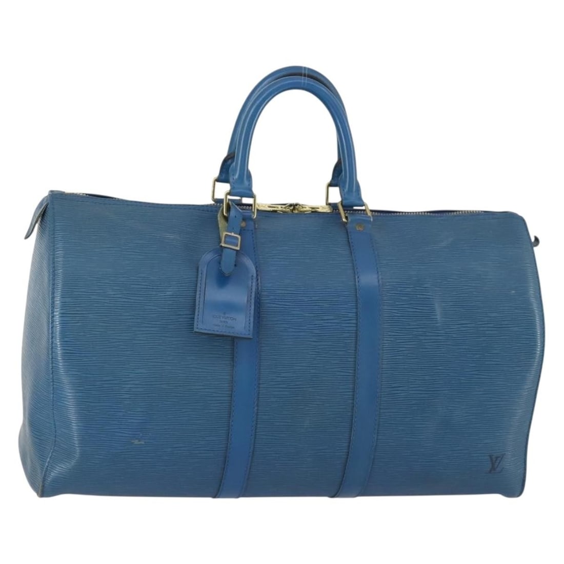 LOUIS VUITTON Epi Keepall 45 Blue Boston Bag M42975 Auth (1 of 18)