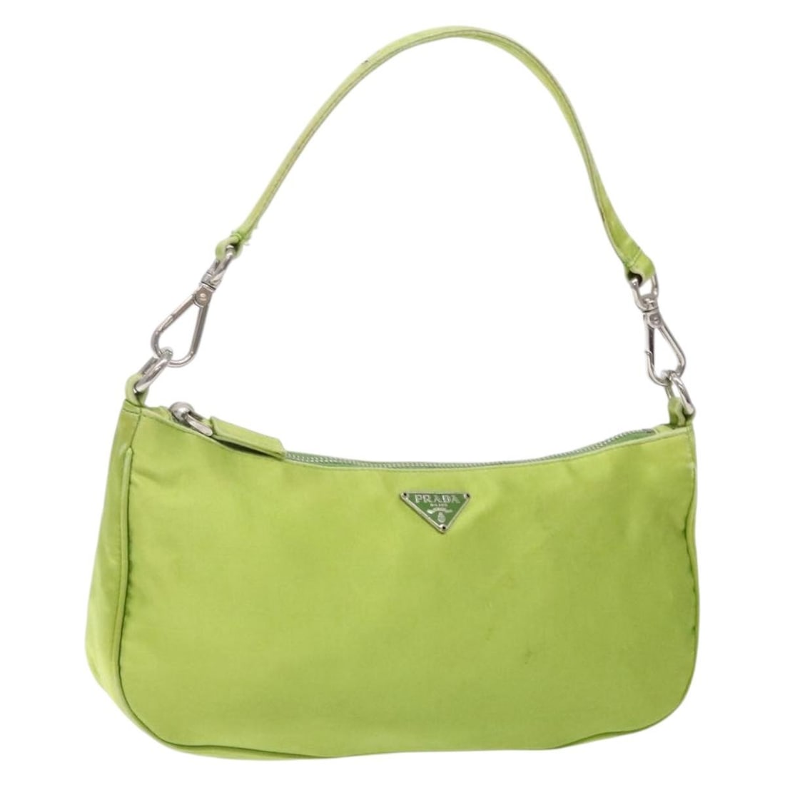 Prada Satin Accessory Pouch Silver Light Green Made in Italy (1 of 18)
