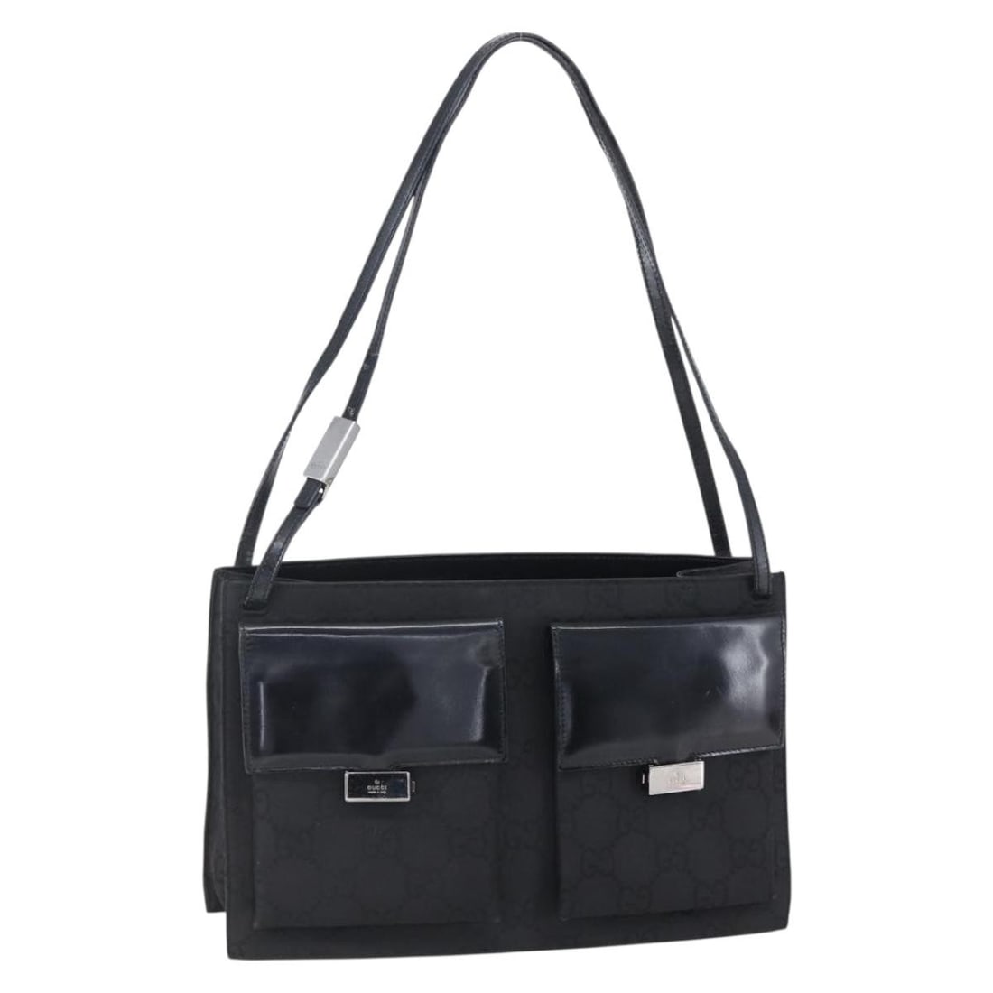 GUCCI GG Canvas Tote Bag Black Silver 001 3175 Authentic (1 of 18)