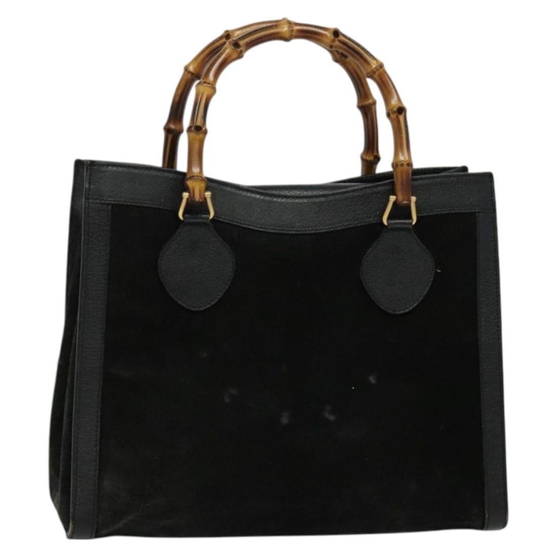 GUCCI Bamboo Tote Bag Suede Black Gold 002 1186 0260 Auth: GUCCI Bamboo Tote Bag Suede Black Gold 002 1186 0260 Auth Presenting the GUCCI Bamboo Tote Bag, a luxurious accessory crafted from high-quality suede in an elegant black and gold color scheme. This to