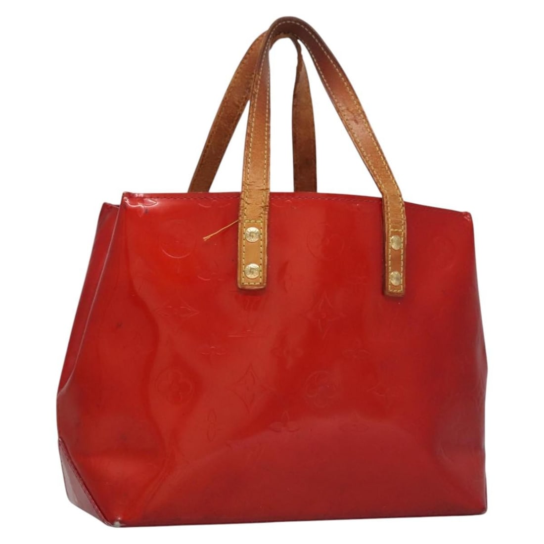 LOUIS VUITTON Monogram Vernis Reade PM Hand Bag Red Patent Leather M91088 (1 of 18)