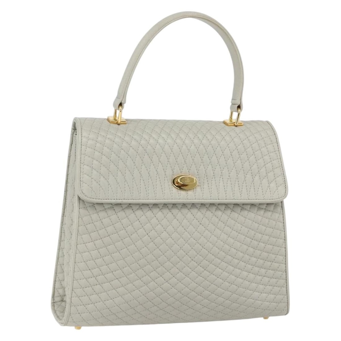 Ivory and Gold Bally Leather Handbag Made in Italy (1 of 18)
