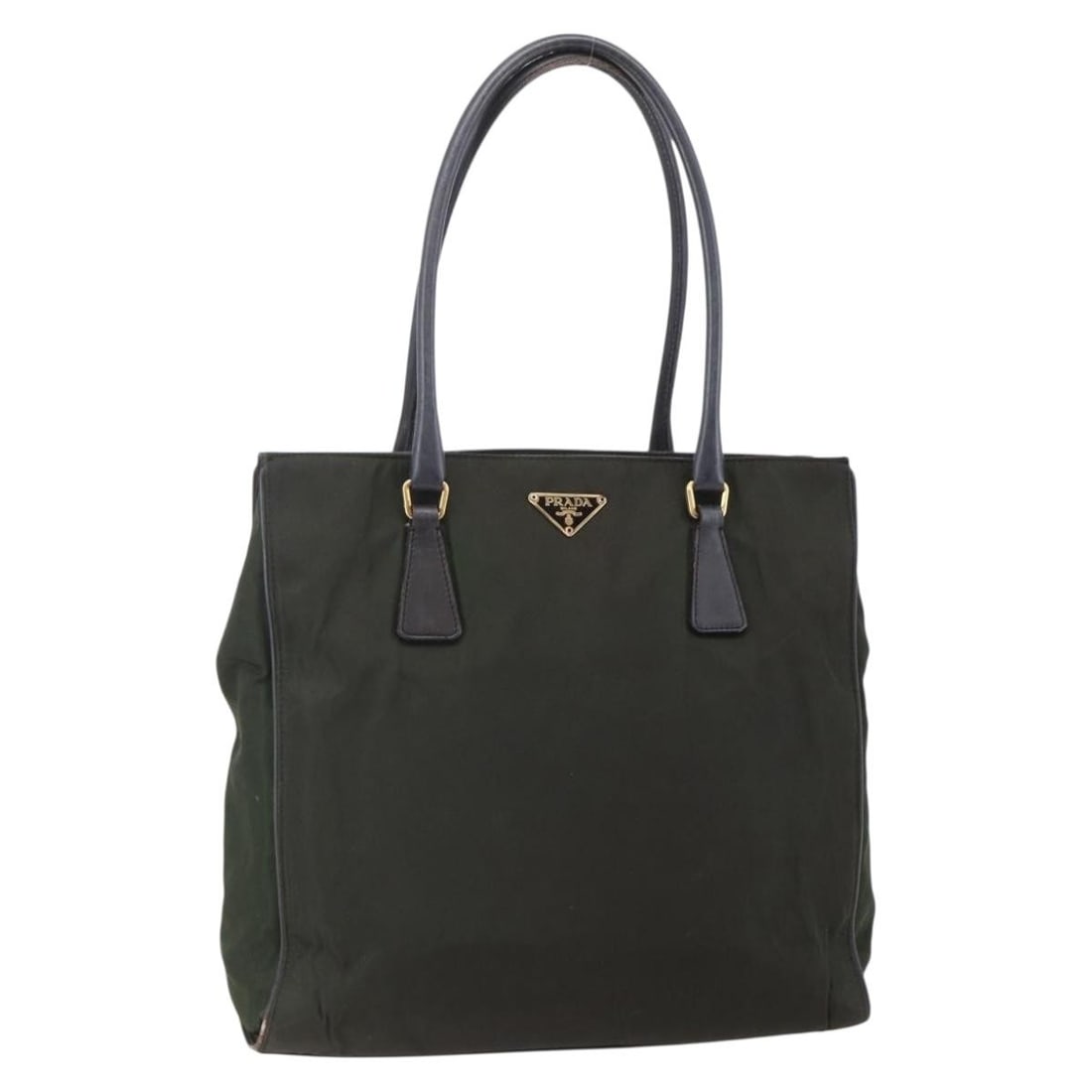 PRADA Khaki Gold Nylon Tote Bag Authentic Italy 148282: PRADA Khaki Gold Nylon Tote Bag Authentic Italy 148282 This authentic PRADA Tote Bag is a stylish accessory crafted in Italy from durable nylon. The bag features an elegant khaki and gold color combin