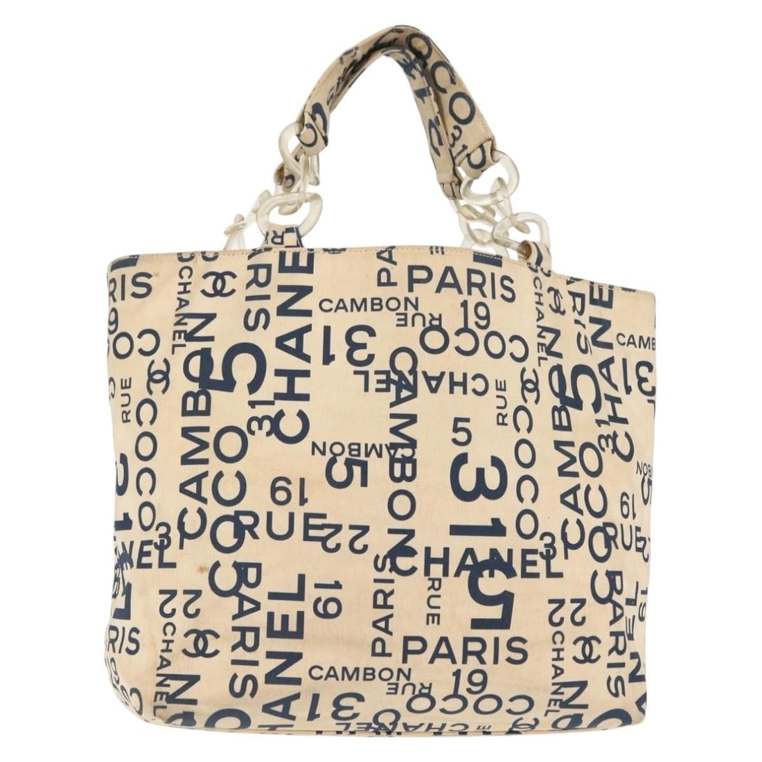 CHANEL Bysy Tote Bag White Canvas Authenticated 145779 Made in Italy: CHANEL Bysy Tote Bag White Canvas Authenticated 145779 Made in Italy Introducing the CHANEL Bysy Line Tote Bag in a classic white canvas, perfect for adding a touch of luxury to your everyday ensemble